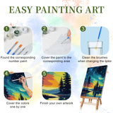 Ninonly 4 Pack Paint by Numbers Kit for Adults, Forest Paint by Number Kit Arts Kits for Beginners with Wooden Easel, Acrylic Painting, Framed Canvas for Gift Home Decor, 9 * 12 Inch Ninonly