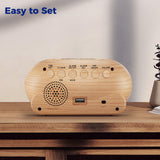 uscce Small Digital Clock for Bedroom: 6 Dimmable Brightness 4 Alarm Volume - Plug in Clock with Easy Operation for Bedside Desk Wood Grain uscce