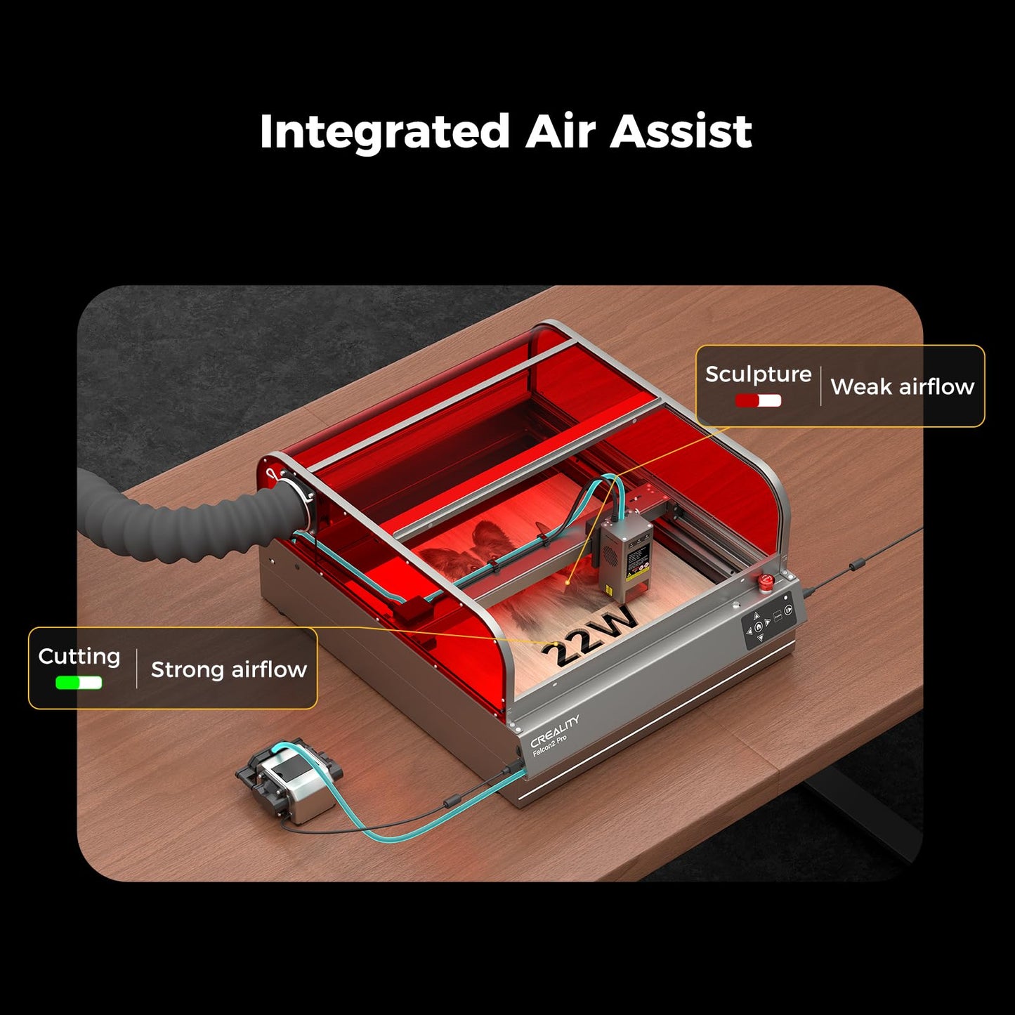 Creality Falcon2 Pro 22W Laser Engraver - Laser Cutter with Integrated Enclosure, Intelligent Camera, 500mm/s, Air Assist, Laser Cutter and Engraver Machine for Batch Process Wood, Acrylic an - WoodArtSupply