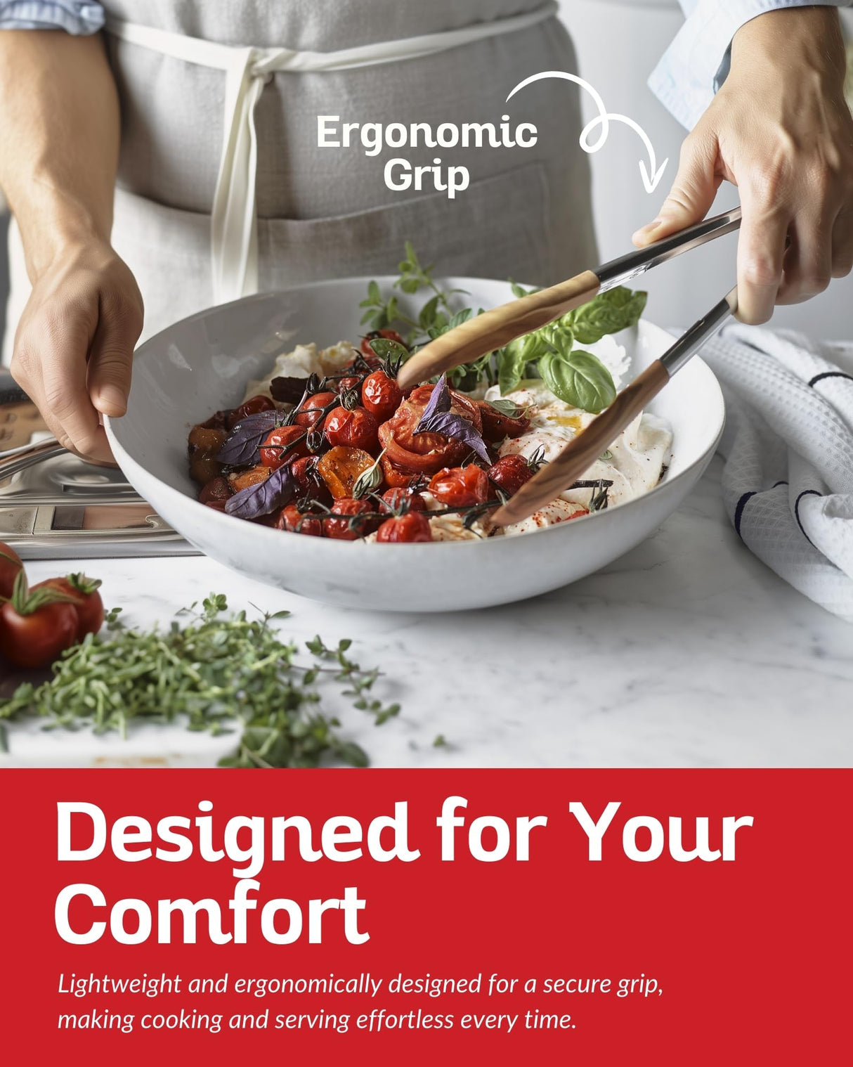 Boxiki Kitchen Tongs for Cooking with Wooden Tips - Wooden Tongs Ideal for BBQ, Salad, Toaster, Bread & Pickles - Made of Natural Olive Wood, Size 12 Inch Boxiki Kitchen