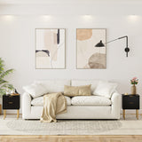 Aienvey Nightstand, Modern Night Stand with Drawers, Bedside Table, Gold Small Side Table for Bedroom, Living Room End Table (2 Drawers, Black Stripe) Aienvey