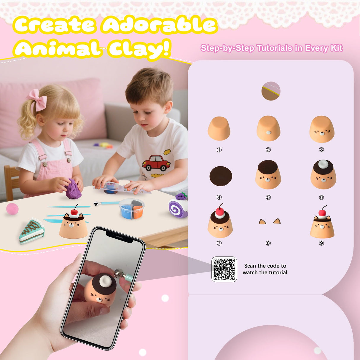 Nicella Air Dry Clay Kit, 12 Cakes Modeling Clay for Kids, Model Magic with Sculpting Tools and Tutorials, Safe & Non-Toxic, DIY Arts & Crafts School Projects, Home Party Favors for Boys & Girls Nicella