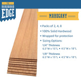 The Hardwood Edge Mahogany Hardwood Planks - 4-Pack Mahogany Wood for Unfinished Wood Crafts - 1/8’’ (3mm) 100% Pure Hardwood - Laser Engraving THE HARDWOOD EDGE