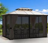 Coverify Replacement Gazebo Mosquito Netting 10x10FT, Universal Outdoor Pergola 4-Panel Patio Screen Walls with Zipper (Mosquito Netting ONLY, Black) Coverify