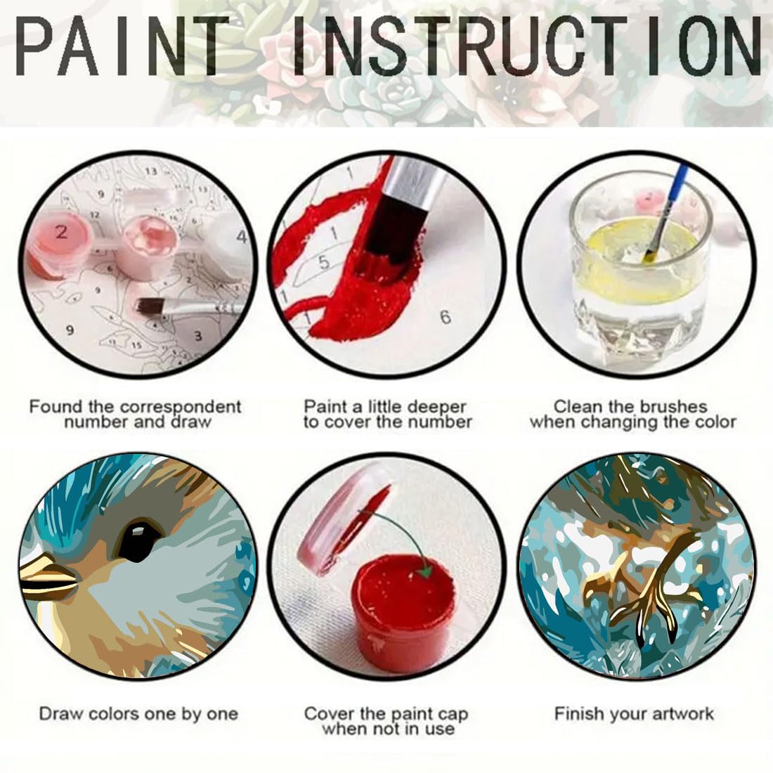 SHICERNHJ Birds Paint by Numbers Kit for Adults,Crystal Bird Adults' Paint-by-Number Kits for Beginner,DIY Acrylic Paint by Number On Canvas for Home Wall Decor 16X16 Inch SHICERNHJ