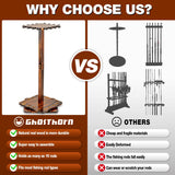 Ghosthorn Fishing Rod Holders for Garage 360 Degree Rotating Fishing Pole Rack, Floor Stand Holds up to 16 Rods Wood Fishing Gear Equipment Storage Organizer, Fishing Gifts for Men Women Ghosthorn