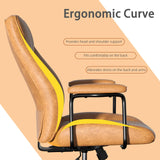 Bananister Brown Leather Desk Chair, Vintage Desk Chair with Wheels and Arms, Height Adjustable Mid Century Modern Desk Chair Bananister