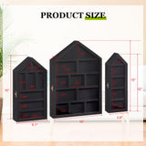 DoubleFill Set of 3 Shadow Cubby Boxes Wooden House Shaped Display Shelf 10 x 15 Inch Large Wall Mounted Display Storage Shelves for Mini Figures Curio Trinket Medals Crafts Collections(Black) DoubleFill
