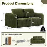AEMEIOS Boneless Loveseat Couch for Living Room, Oversized Loveseat 2 Seater with 2 Pillow for Lovers,Corduroy Boneless Cloud Sofa Loveseats in a Box for Bedroom,No Assembly Couch, Green AEMEIOS