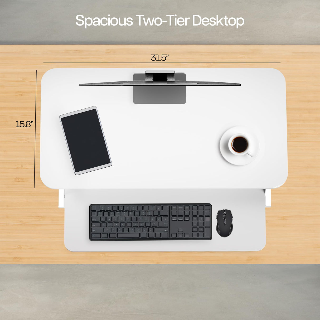 VIVO Desk Converter 32 inch Height Adjustable, MDF Wood Sit to Stand Riser, White, DESK-V000SW VIVO