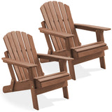 Casafield Oversized Folding Adirondack Chair, Set of 2 Cedar Wood Outdoor Fire Pit Lounge Chairs for Patio, Deck, Yard, Lawn and Garden Seating, Partially Pre-Assembled - Espresso Casafield