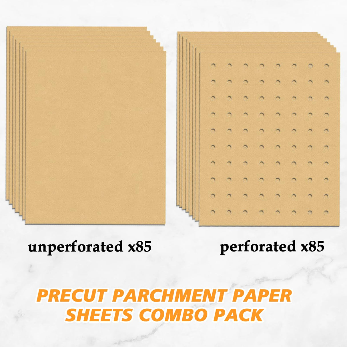 Golden Associate 9 x11 inch Parchment Paper Liners Disposable 170 Pcs, Perforated&Unperforated Sheets Combo, 85-Pcs Each, Accessories for Cuisinart, Emeril, Ninja, Breville, Instant Pot, Gowise Golden Associate
