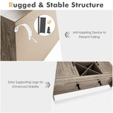 Giantex Buffet Cabinet, Farmhouse Sideboard with 2 Large Storage Drawers, Detachable Wine Rack, Wooden Kitchen Pantry Cupboard Credenza, Storage Cabinet for Living Room (Gray) Giantex