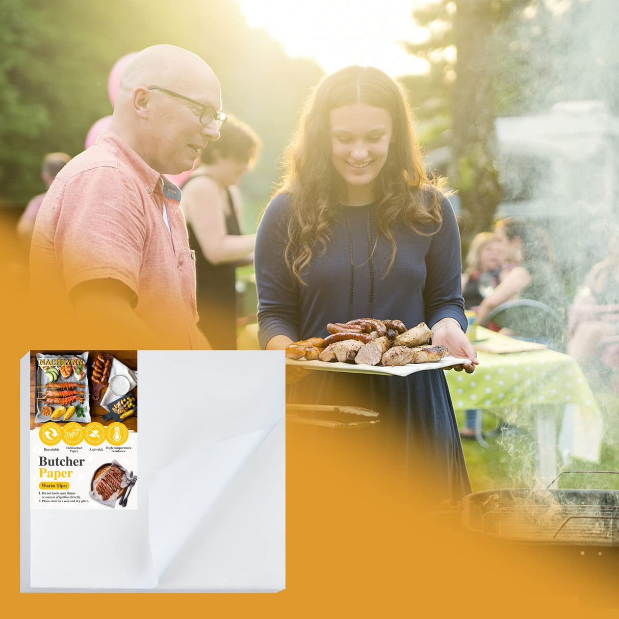 NACHLYNN 70 Pieces White Butcher Paper for Sublimation 12 x 12 inch Square Meat Sheet Paper Precut Butcher Paper No Wax Butcher Paper Disposable Butcher Paper Sheets for Wrapping Meat Heat Press NACHLYNN