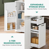 YITAHOME Kitchen Island with Stainless Steel Top, 54" Drop Leaf Kitchen Island with Storage, Rolling Carts with Pull-Out Cabinet, 3 Tier Slide Out Drawers & Shelves, 2 Doors Storage for Dining,White YITAHOME