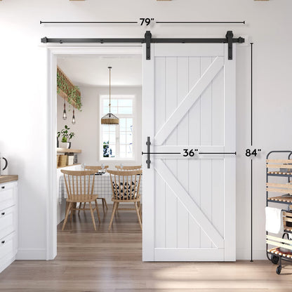 EaseLife 36in x 84in Sliding Barn Door with 6.6FT Barn Door Hardware Track Kit Included,Solid LVL Wood Slab Covered with Water-Proof & Scratch-Resistant PVC Surface,DIY Assembly,Easy Install, - WoodArtSupply