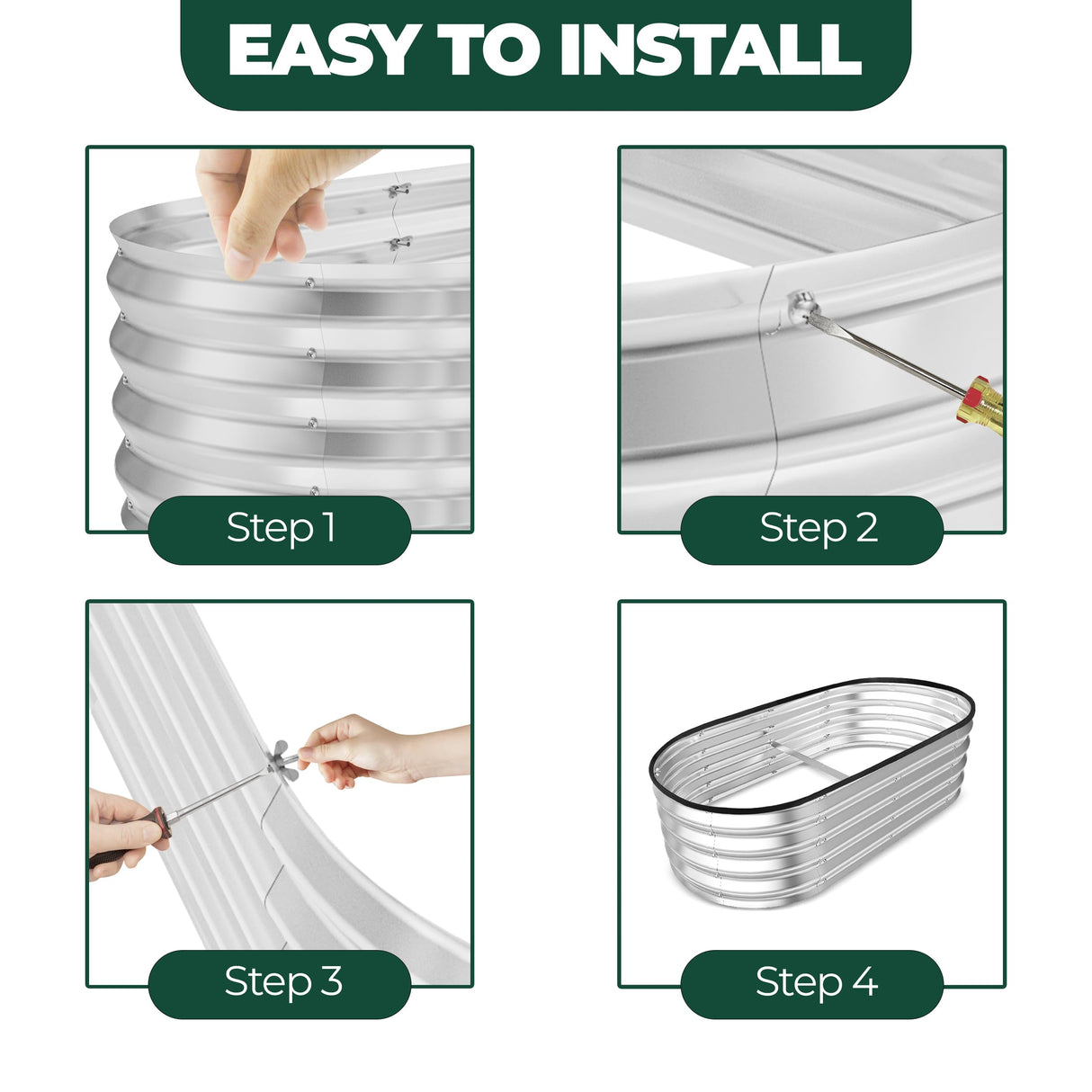 Utopia Home Galvanized Raised Garden Bed Kit 4x2x1ft, Planter Box Raised Garden Beds Outdoor, Easy Assembly Metal Raised Bed for Gardening Vegetables, Fruits, Flowers - Pack of 01 - Silver Utopia Home