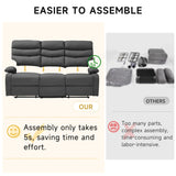 GNMLP2020 Loveseat Recliner Sofa Set, Small Leather Couch 3-Seater Manual Seater Reclining, Triple Recliner Chair for Living Room, RV, Home Theater Seating(Grey, 3 Seater Sofa) GNMLP2020