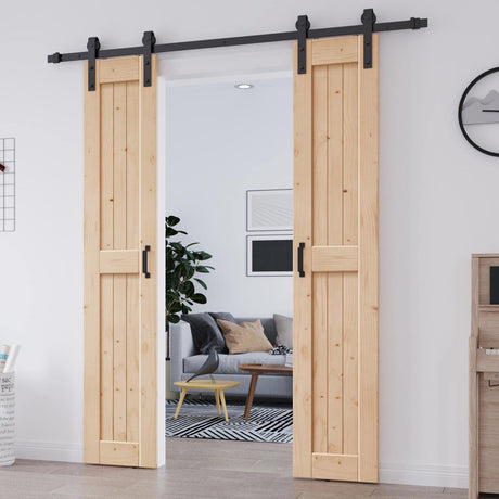 EaseLife 36in x 84in (Double 18in×84in Door) Barn Door with 6.6FT Sliding Door Hardware & Handle Included,DIY Assemblely,Easy Install,Apply to Interior Rooms & Storage Closet,H-Frame EaseLife