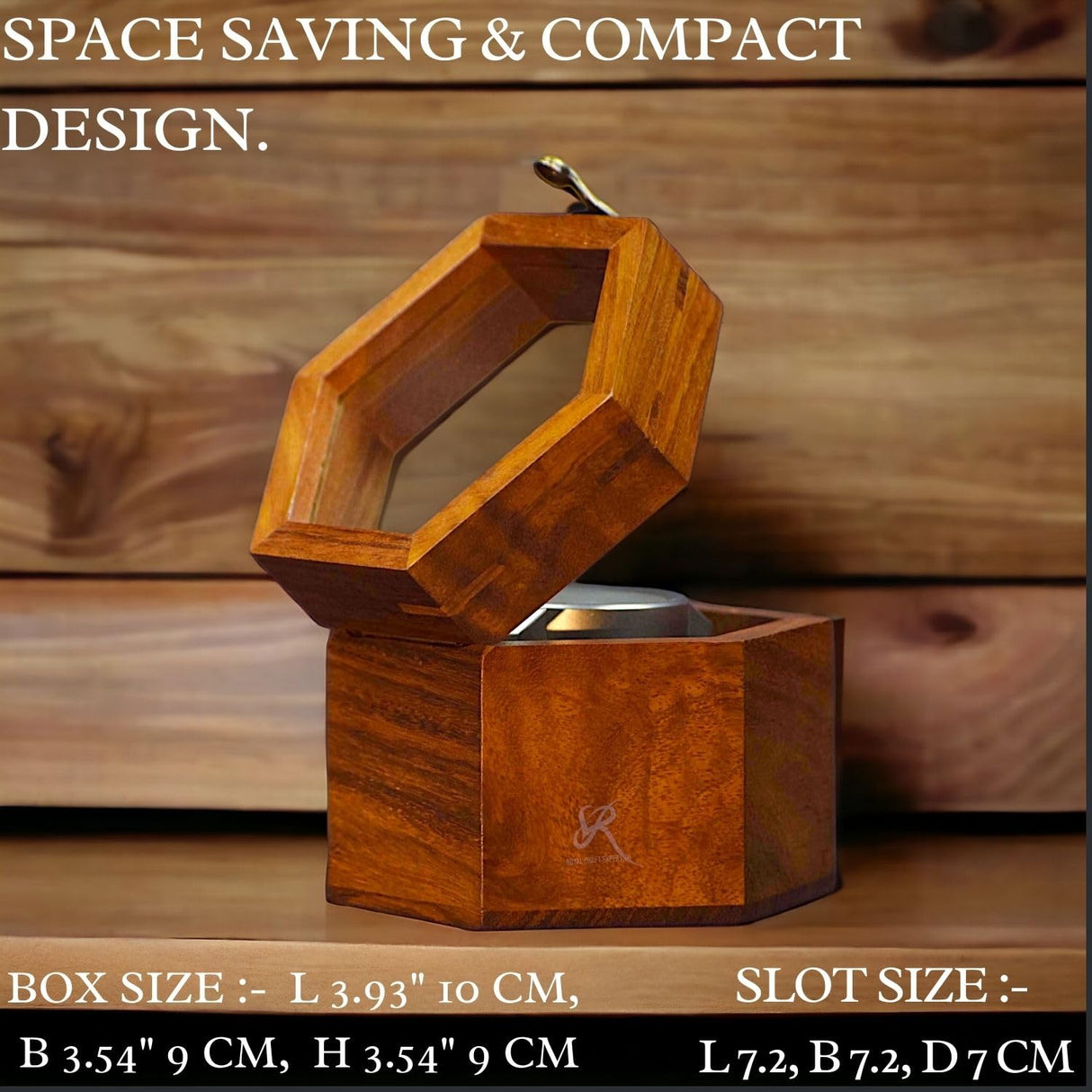 Watch Box for Men, Single Slot Watch Display Case Mens Watch Box Organizer, Dark Rosewood Watch Cases for Men Watch Storage, Valentines Gift Watch Organizer Holder Case for travel with Glass Lid Royal Craft Expertise