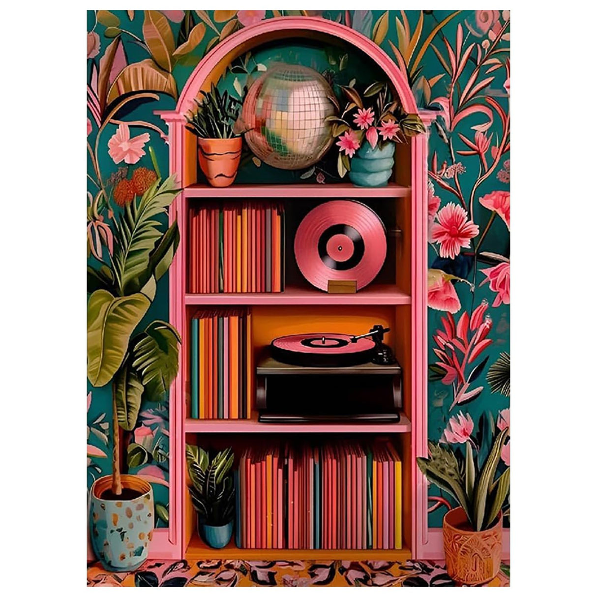 Fairyland JinWenn Diamond Painting Kits for Adults - Pink Retro Disco Ball Book Wall DIY 5D Diamond Art Kits Full Drill Diamond Dots Paintings with Diamonds Gem Art and Crafts Home Decor 12x16inch ﻿ Fairyland JinWenn