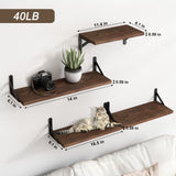 YGEOMER Floating Shelves, Rustic Wood Shelves, 4 Sets of Wall Mounted Shelf for Bathroom Decor, Bedroom, Living Room and Plants (Distressed Pine) YGEOMER