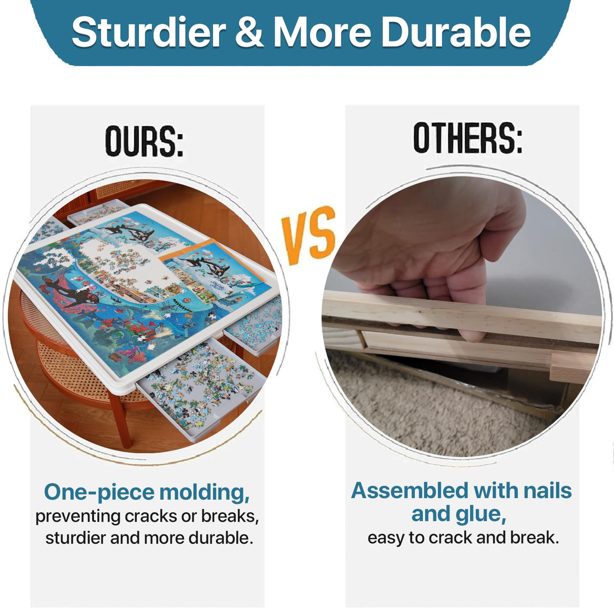 Playboda 1500 Pieces Rotating Plastic Puzzle Board with Drawers and Cover, 35"x27" Portable Jigsaw Puzzle Table for Adults, Lazy Susan Spinning Puzzle Boards (Patent Design) Playboda