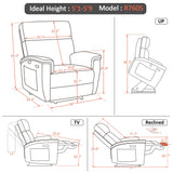 MCombo Power Lift Recliner Chair with Massage and Dual Heating, Adjustable Headrest, Extended Footrest for Elderly People, Fabric R7605 (Beige) MCombo