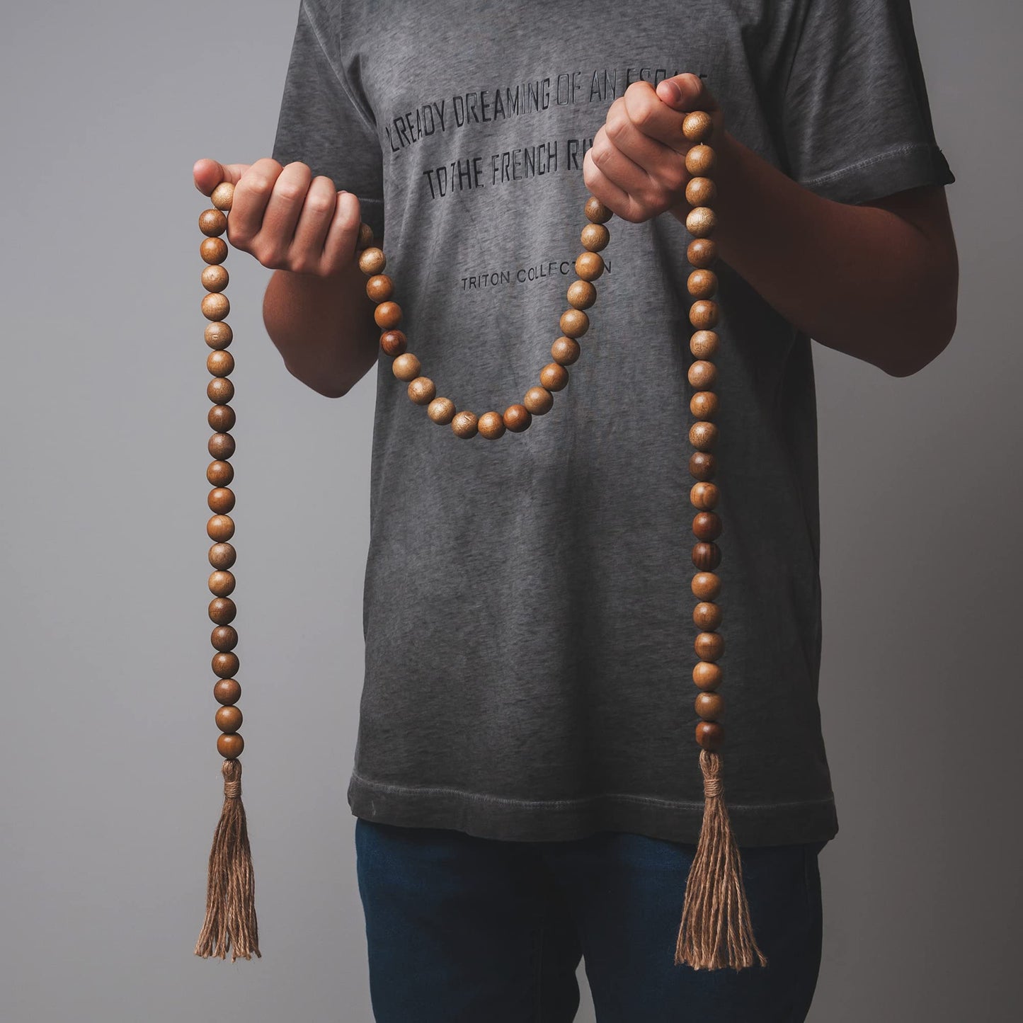 Nanalou Wood Bead Garland | Add a Touch of Boho Style to Your Farmhouse Décor with All-Natural, Handmade Wooden Bead Garland (Walnut, Large)