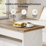 Amada Lift Top Coffee Table, 4 in 1 Convertible Coffee Table with Drawers and Hidden Compartment, Expandable Center Table Converts to Dining Table for Living Room, White & Oak AMADA HOMEFURNISHING