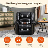 Genuine Leather Power Lift Recliner Elderly Chair, Lay Flat Lift Chairs, Remote Control with Point- Like Distribution Massage/Heating/Adjusting Reclining Model (Black) Luckoney