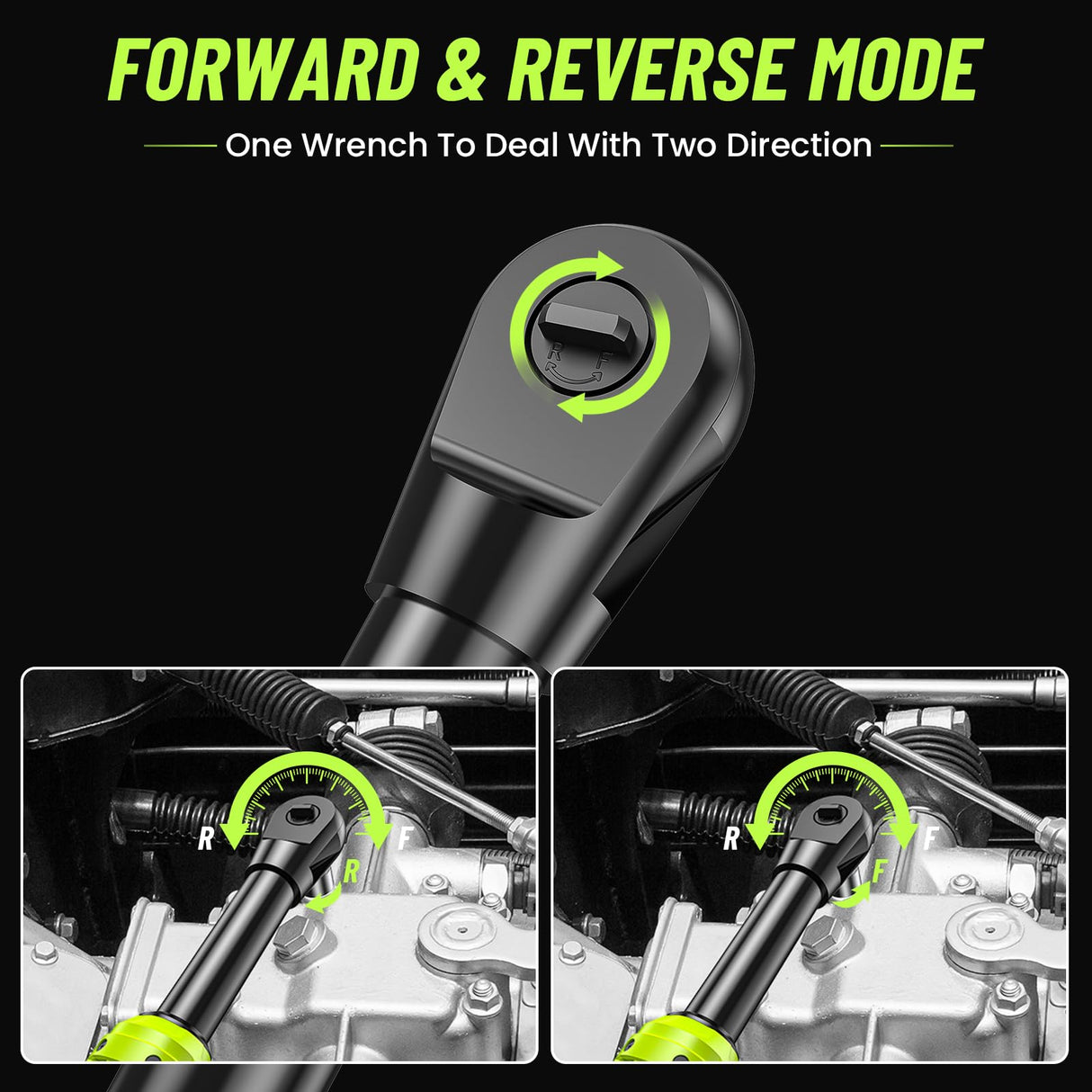 Robustrue 3/8" Cordless Ratchet Wrench, 58Ft-lbs (80N.m) 400RPM Light Weight Electric Ratchet, 6'' Extended Neck, 2x2.0Ah Battery, 8 Sockets, 3" Extension Bar, LED Light (RH80B) Robustrue