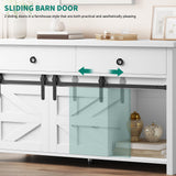 YITAHOME 54" Farmhouse Dresser, Large Modern Chest of Drawers, Wood Rustic Dresser TV Stand with 5 Drawers & 2 Sliding Barn Doors for Dining Room, Entryway, Hallway, White YITAHOME