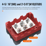 Joinfworld Heavy Duty 500A Bus Bar Waterproof Power Distribution Block with 4*5/16"(M8)+2*3/8"(M10) Studs 48V DC Automotive Marine Battery Terminal Distribution Block with Cover - Negative&Positive Joinfworld