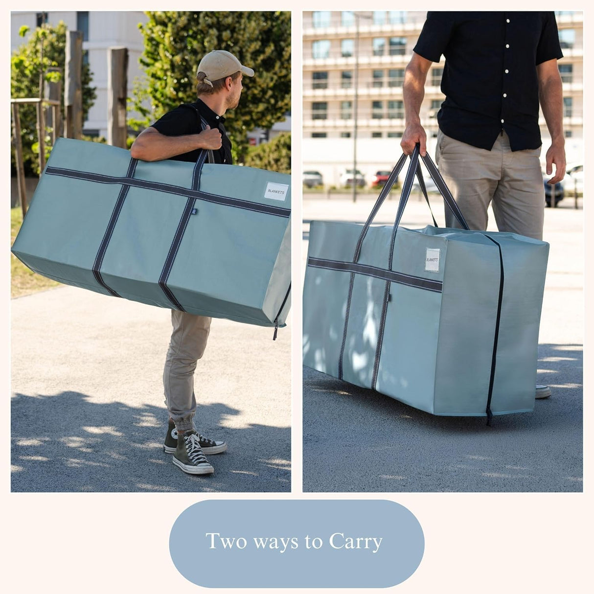 VENO 2 Pack Extra Large Moving Bags, Heavy Duty Storage, Moving Boxes, Large Storage Bins with Lids Alternative for College, Christmas Tree, Packing Supplies Essentials (Light Blue Matte, 2 Pack) VENO