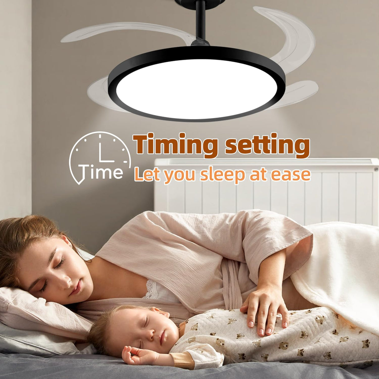 BAYSQUIRREL Slim Retractable Ceiling Fan with Lights and Remote/APP Control,6 Speed Dimmable Reversible Memory Ceiling Fan,42 inch Modern Silent Smart Ceiling Fans for Bedroom Living Room Dinning Room BAYSQUIRREL