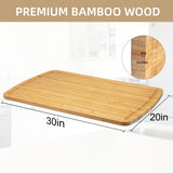 30" Extra Large Bamboo Cutting Boards for Kitchen, Wooden Chopping Board with Juice Groove, Reversible Butcher Block Cutting Board Carving Board for GAOMON