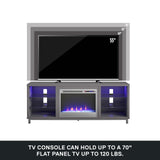 Ameriwood Home Lumina Fireplace TV Stand for TVs up to 70 Inch, Replaceable Electric Fireplace Insert Heater, Remote Control, Timer, Color Changing LED Lights, Crystal Ember Flames, Graphite Gray Ameriwood Home
