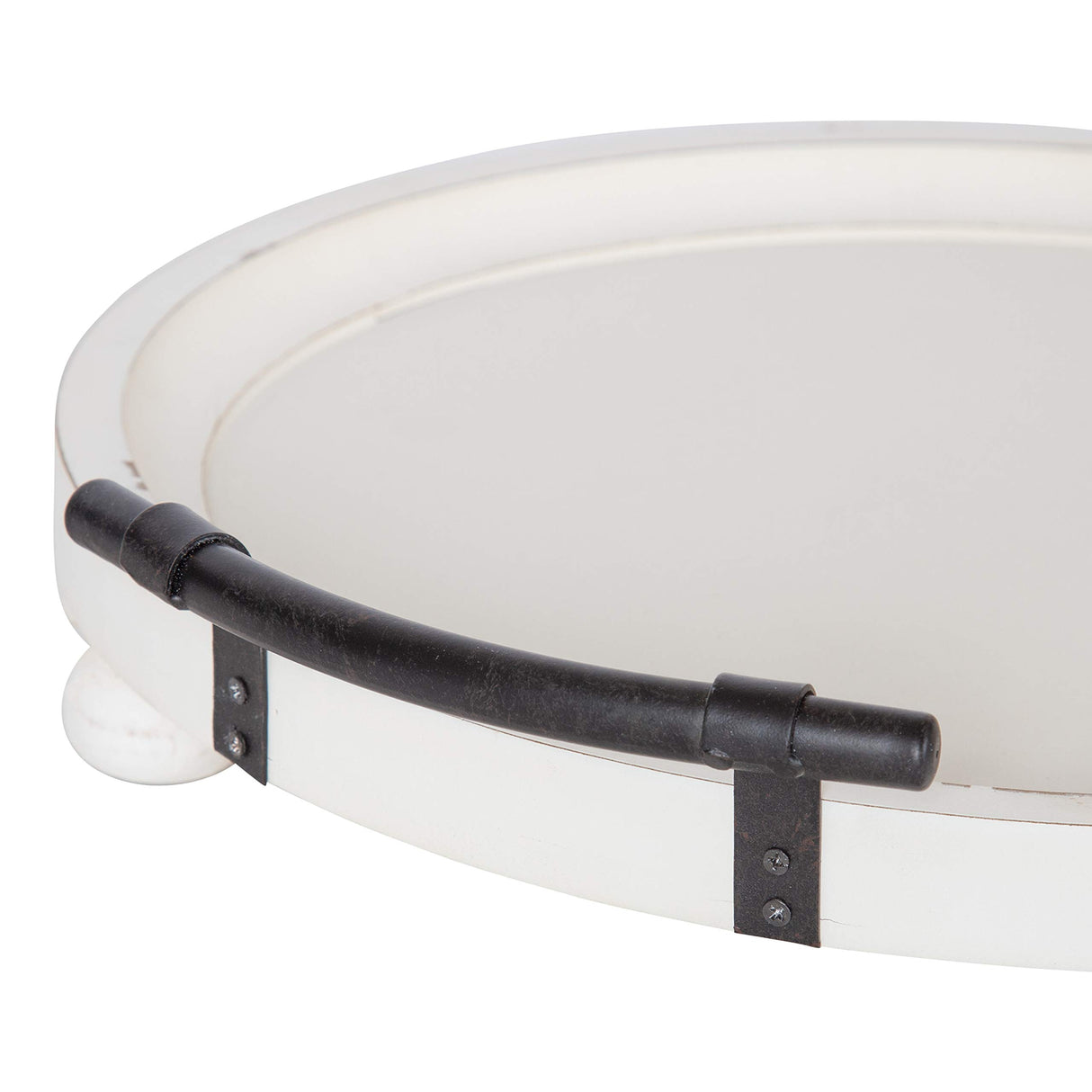 Kate and Laurel Bruillet Farmhouse Round Tray, 15 inch Diameter, Rustic White, Wood Tray for Coffee Table Kate and Laurel