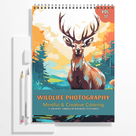 Adult Coloring Books Spiral Bound Page One Sided Design Gifts Arts and Crafts with Relaxing Coloring Pages to Relax, Anxiety and Depression 24 Colorful of Wildlife Photography YJXIN