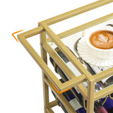 MAHANCRIS Bar Cart for Home, 3-Tier Serving Cart with Wheels and Handle, Beverage Cart with Wine Rack and Glass Holders, Rolling Wine Cart for Kitchen, Dining Room, Gold RCJ61B01 MAHANCRIS