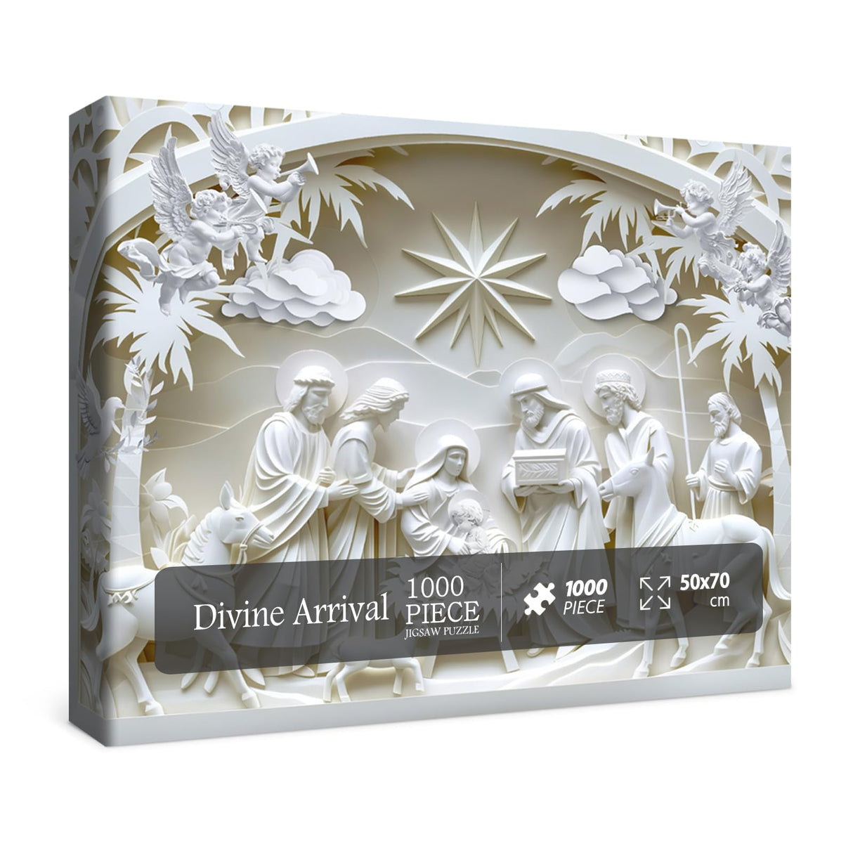 3D Nativity Scene Sculpture Puzzles for Adults 1000 Pieces, Christian Jesus Religious Bible Jigsaw Puzzles, Faith Catholic Cross Puzzle BBOLDIN