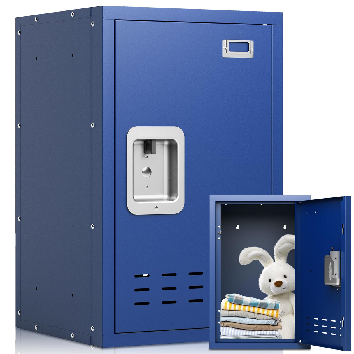 BUTISOW Metal Locker, Lockable Storage Cabinet With Shelf, 24" H Organizer for Kids Bedroom, School, Office, Playroom, Daycare, Garage (Blue) BUTISOW