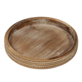 Carah & Cossh 12'' Round Wooden Tray, Whitewashed Round Decorative Wood Tray, Round Farmhouse Rustic Decorative Tray, Perfect for Storage and Display (Rustic Brown) Carah & Cossh