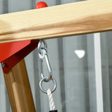 Outsunny 4-in-1 Wooden Swing Set, Kids Outdoor Playset with Swing, Slide, Horn, Steering Wheel, Toddler Playground Set for 18-48 Months, Kids Outdoor Play Equipment, Red Outsunny