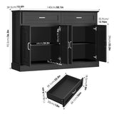 FACBOTALL Sideboard Buffet Cabinet with Storage, 55.1" Large Kitchen Storage Cabinet with 2 Drawers and 4 Doors, Farmhouse Coffee Bar for Kitchen Dining Room, Black FACBOTALL