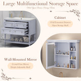 Merax Country 36" Bathroom Vanity with Matching Medicine Cabinet, Farmhouse Bathroom Vanity with Sink Storage Cabinet with 4 Drawers and Open Shelf, Solid Wood Frame Bath Storage Vanity Merax