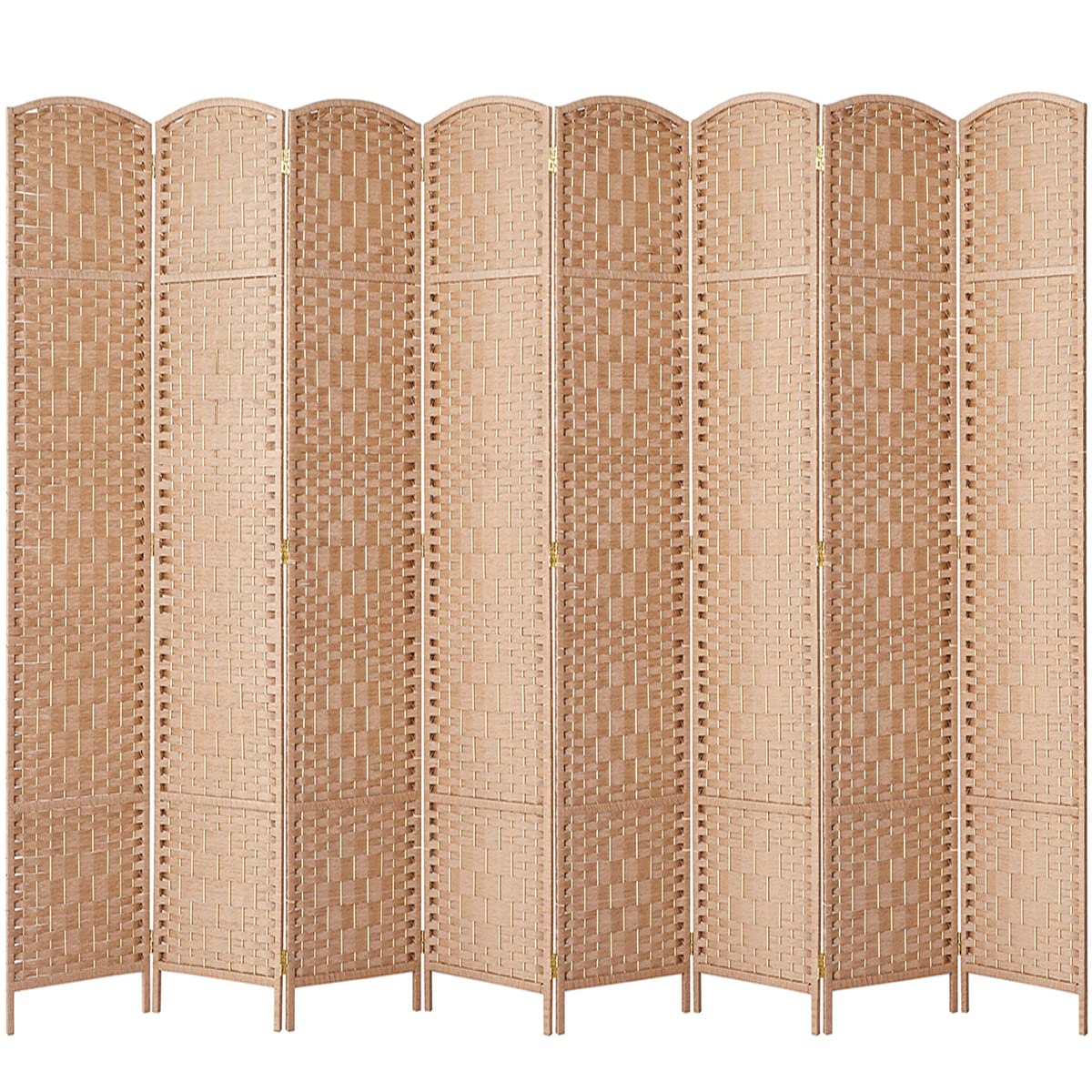 RHF 6 Ft. Tall Extra Wide-Diamond Weave Fiber Room Divider, 8 Panel Room Divider/Screen,Room Dividers and Folding Privacy Screens 8 Panel&Room Dividers and Folding Privacy Screens-Natural, 8 Panel Rose Home Fashion