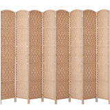 RHF 6 Ft. Tall Extra Wide-Diamond Weave Fiber Room Divider, 8 Panel Room Divider/Screen,Room Dividers and Folding Privacy Screens 8 Panel&Room Dividers and Folding Privacy Screens-Natural, 8 Panel Rose Home Fashion