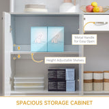 HOMCOM 71" Freestanding Buffet with Hutch, Kitchen Storage Cabinets, Pantry with 6 Doors, 3 Adjustable Shelves, and Drawer for Living Room, White HOMCOM